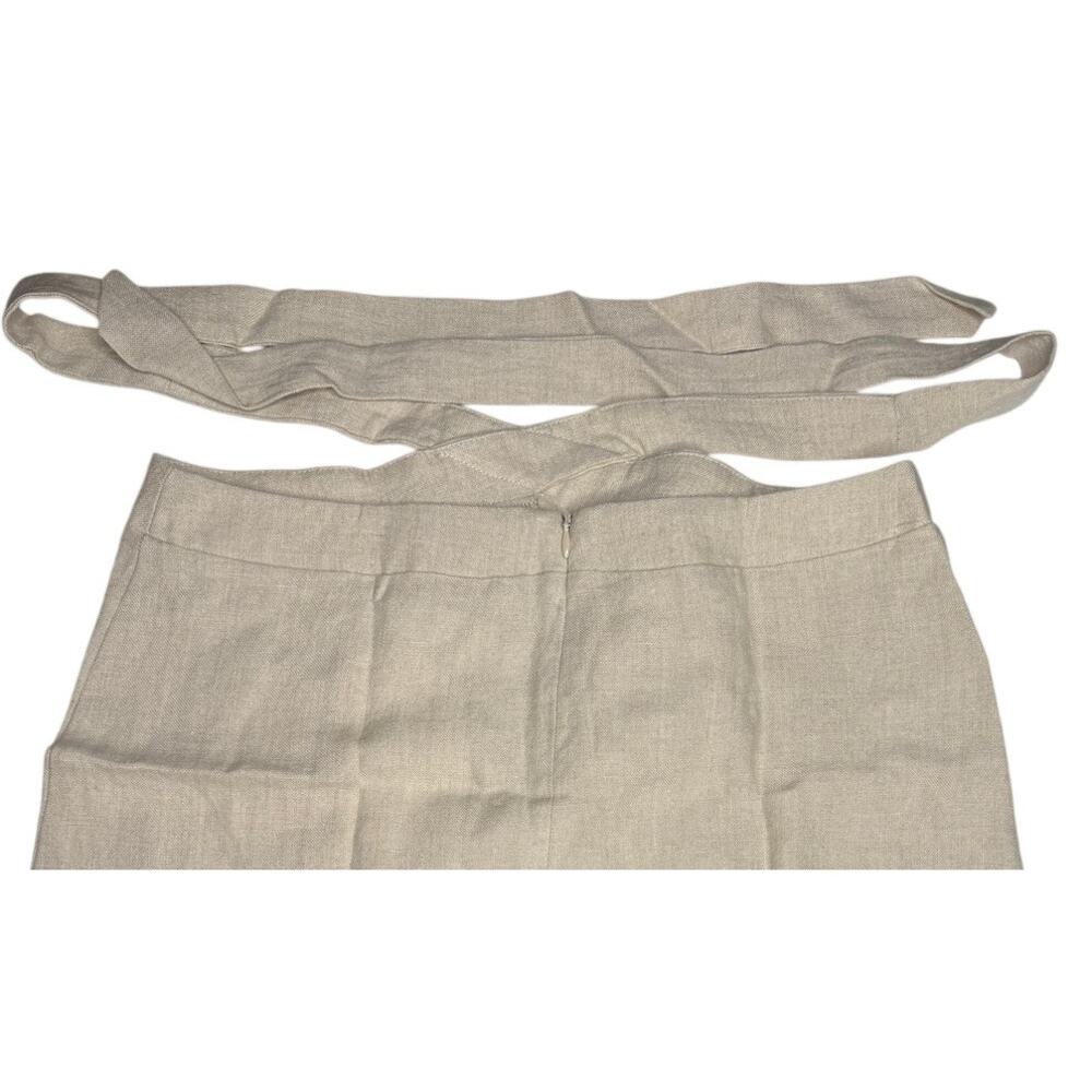 NWT Rumer Avalon Linen High Waist Tie Wrap Mini Skirt Back Zip Up S Natural - Picture 7 of 15